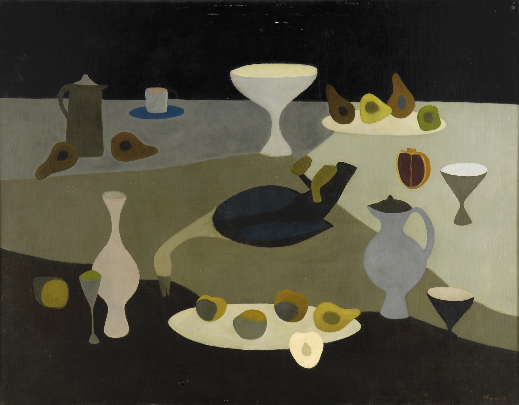 Vera Pagava. Still Life with duck (Nature morte au canard). 116x146. Oil on canvas. 1952. Courtesy of Association culturelle Vera Pagava